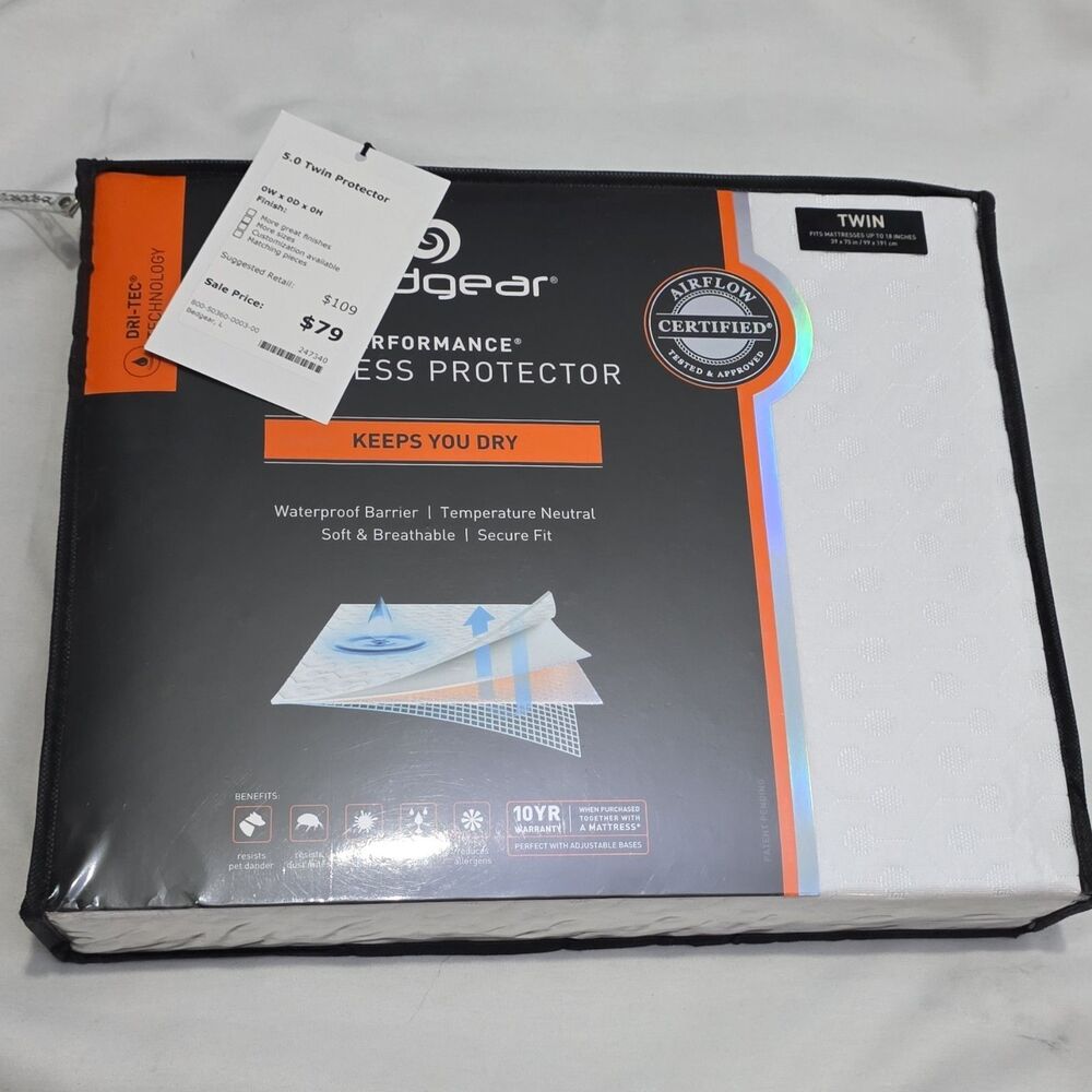 Mattress Protector TWIN BEDGEAR Dri-Tec Waterproof Performance color White